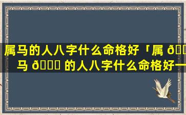 属马的人八字什么命格好「属 🌵 马 🐕 的人八字什么命格好一点」